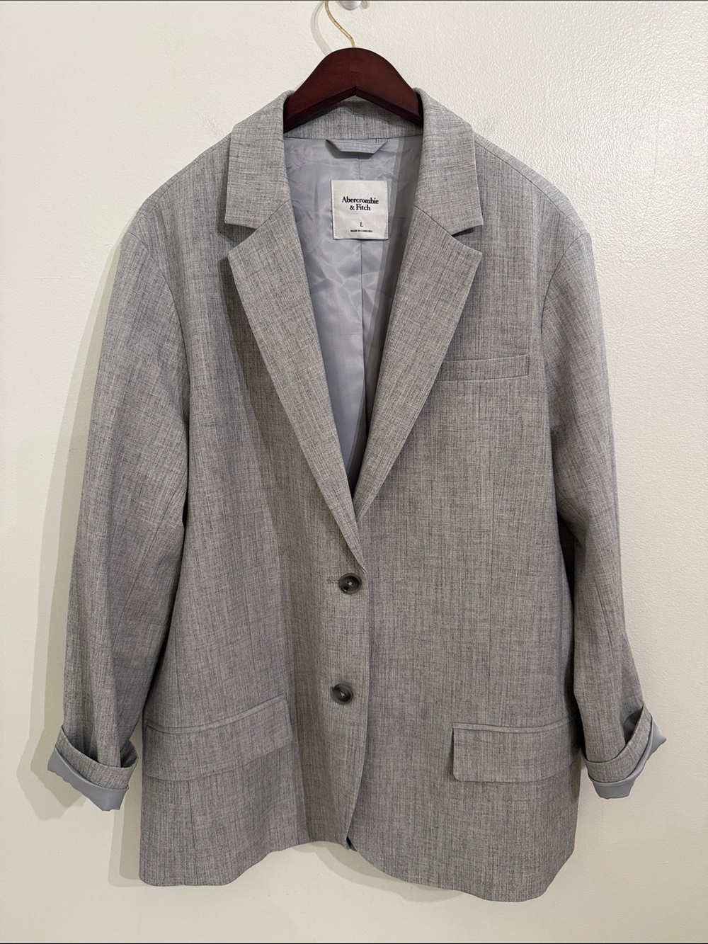 Abercrombie & Fitch Relaxed Fit Blazer Womens Large Gray Slouchy